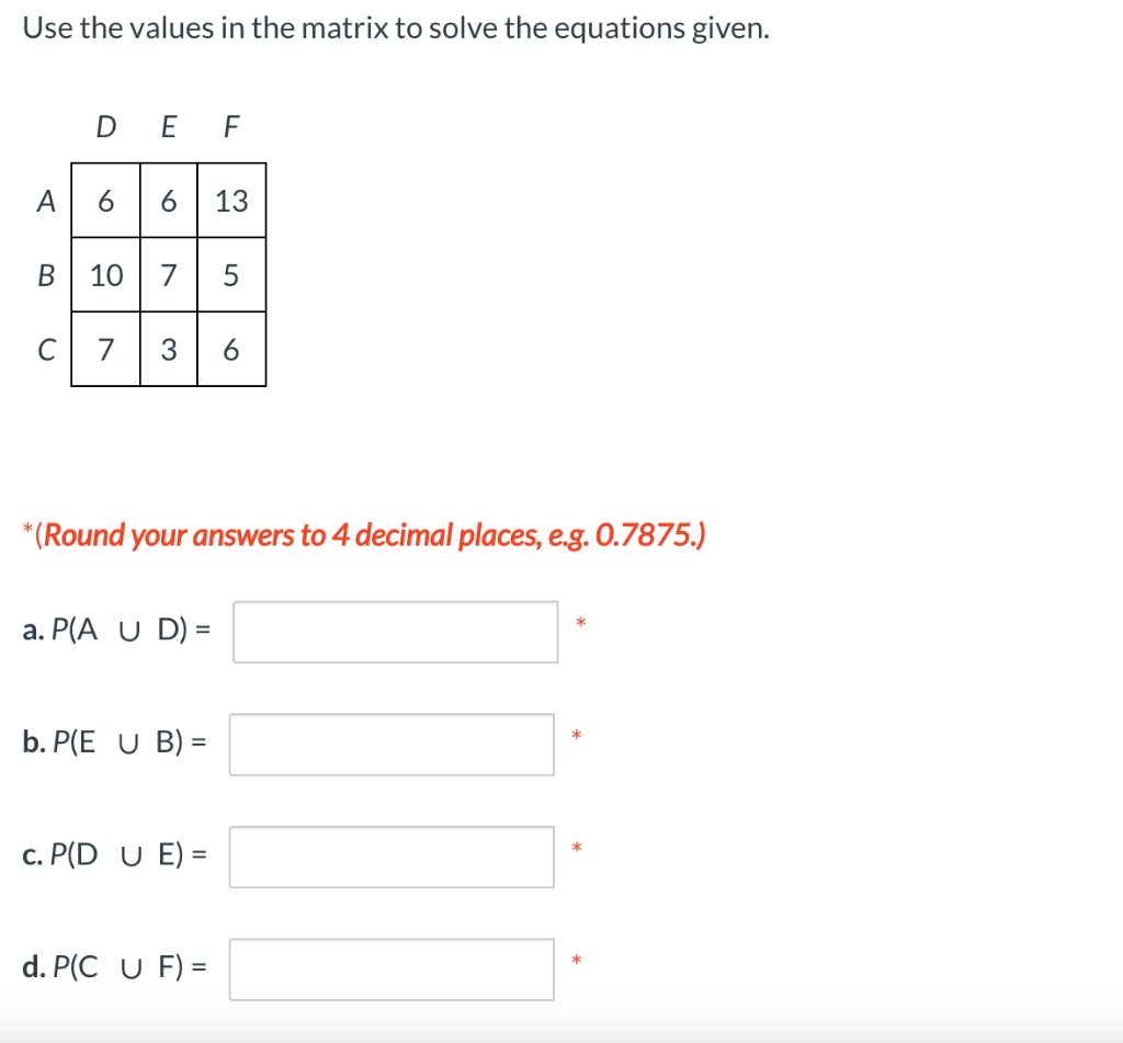 Solved Use the values in the matrix to solve the equations Chegg