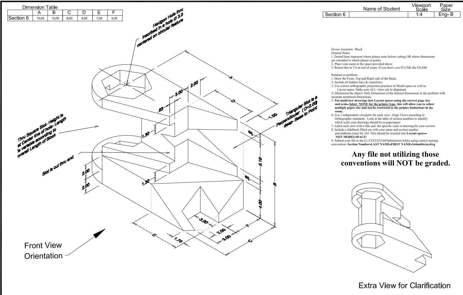 Solved Name of Student Dimension Table A B Section 6 15.00 | Chegg.com