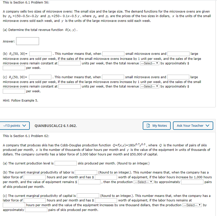Solved Please do both parts. Show work. The options for the | Chegg.com