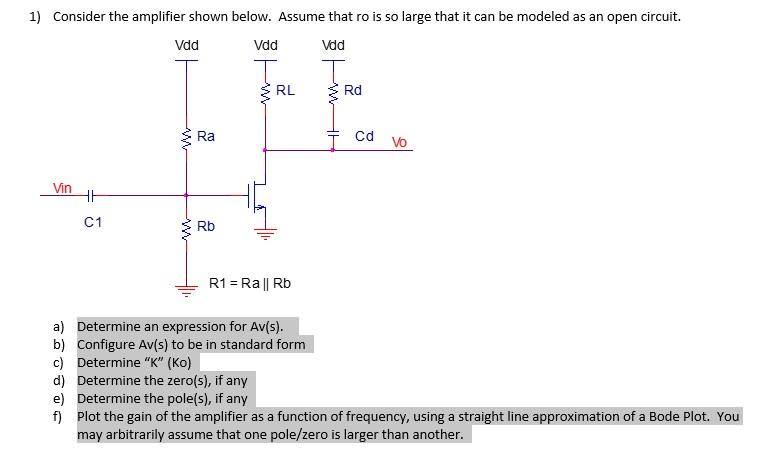 Consider the amplifier shown below. Assume that ro | Chegg.com