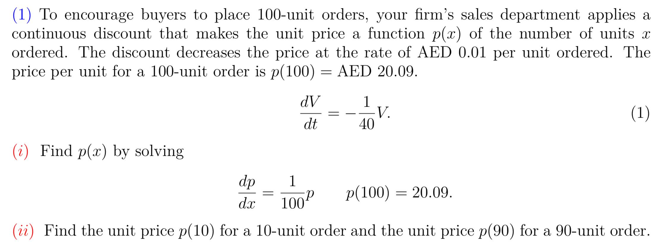 Solved (1) To encourage buyers to place 100 -unit orders, | Chegg.com