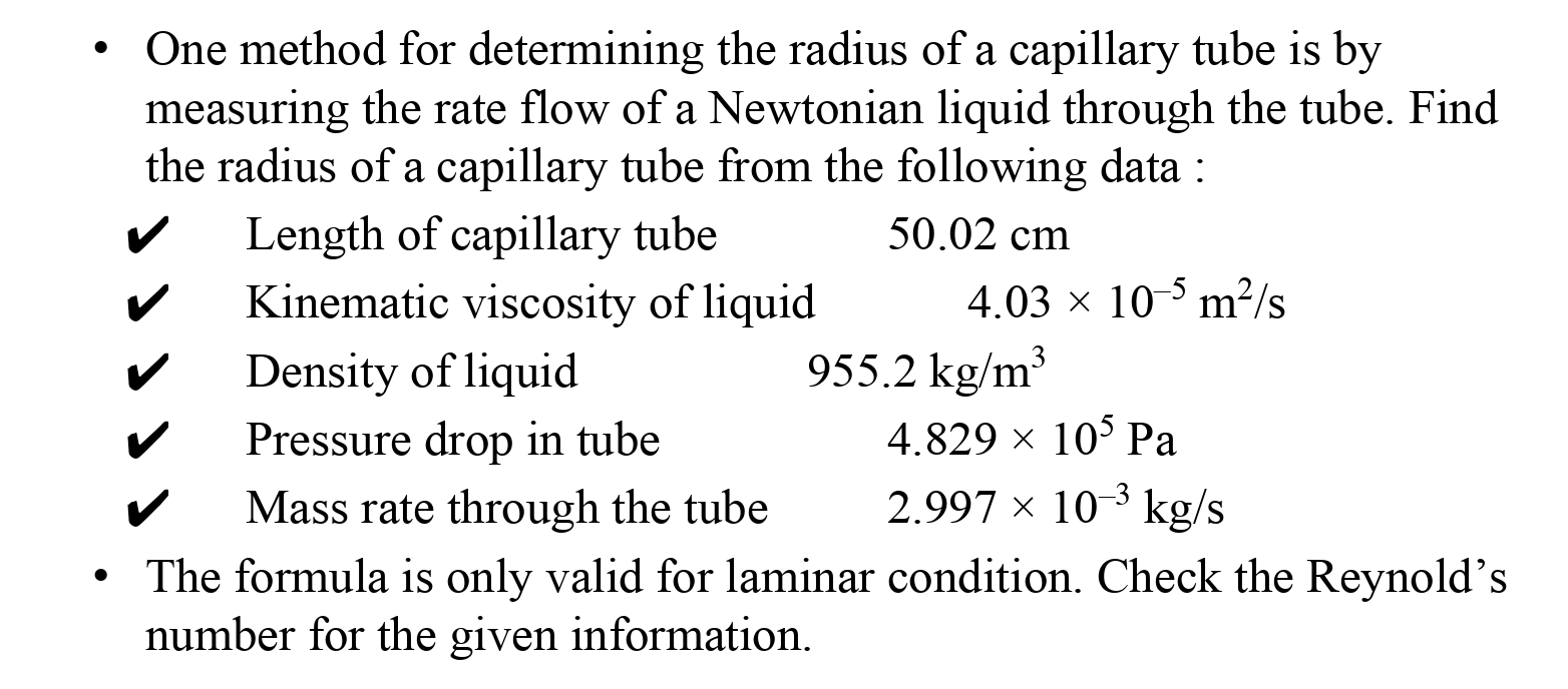 Solved One method for determining the radius of a capillary | Chegg.com