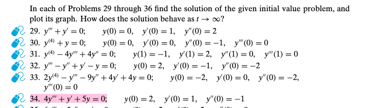 Solved In each of Problems 29 through 36 find the solution | Chegg.com