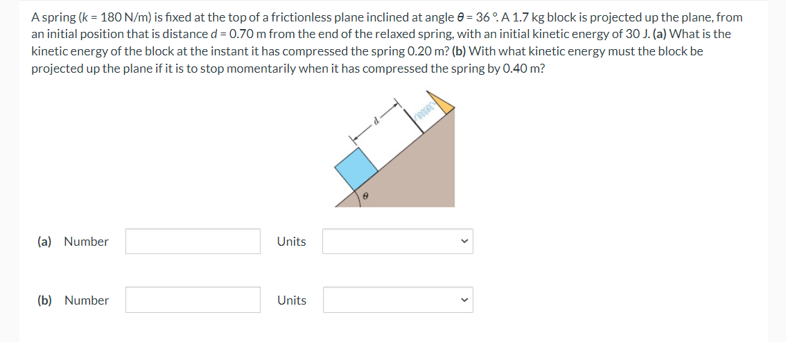 Solved A spring (k=180 N/m) is fixed at the top of a | Chegg.com