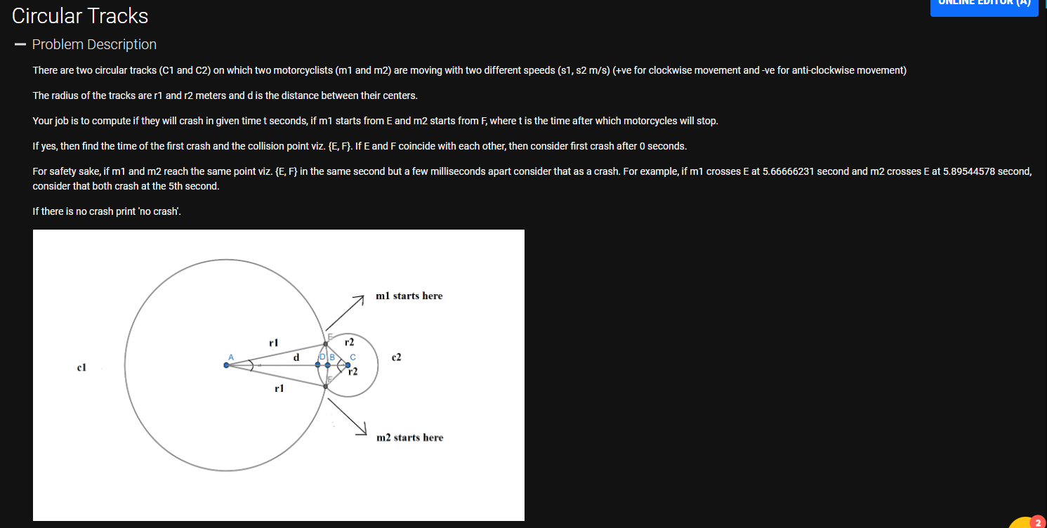 Solved Circular Tracks - Problem Description There are two | Chegg.com