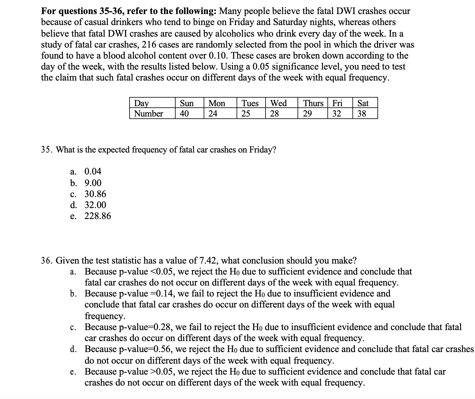 Solved For questions 35-36, refer to the following: Many | Chegg.com