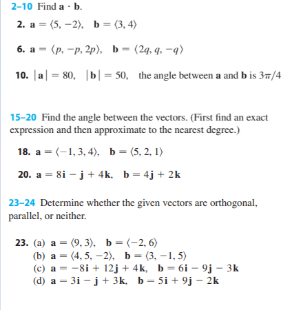 Solved 2-10 Find A. B. 2. A = (5,-2), B = (3, 4) 6. A = (p, | Chegg.com