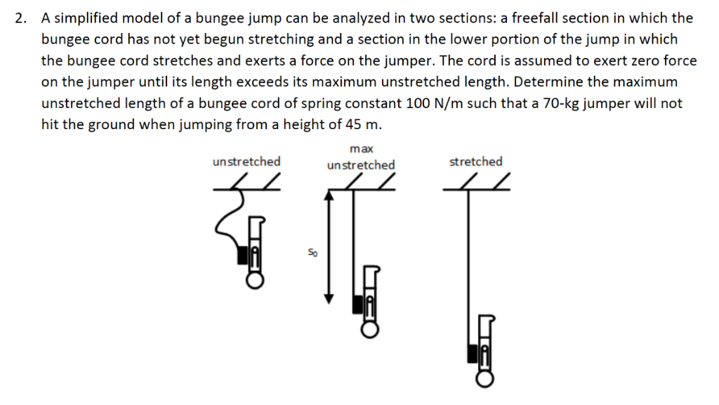 Solved A Simplified Model Of A Bungee Jump Can Be Analyzed Chegg Solved A Simplified Model Of A Bungee Jump Can Be Analyzed Chegg