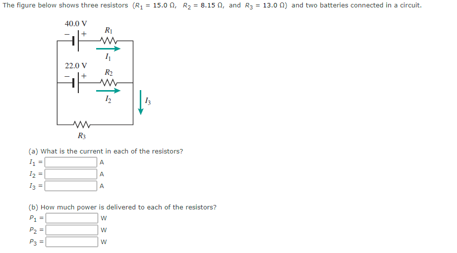 Solved The figure below shows three resistors (R1 = 15.0 , | Chegg.com