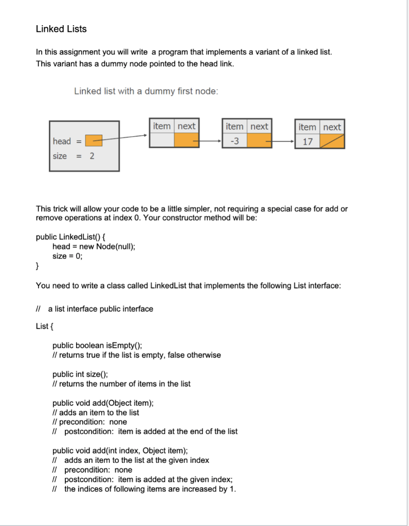 Solved Linked Lists In this assignment you will write a | Chegg.com