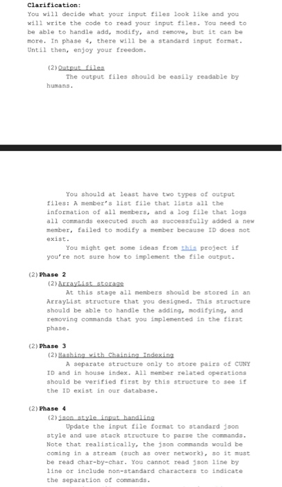 Clarification File Clarification You will decide what your input files | Chegg.com