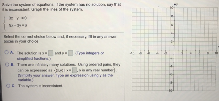 Solved Solve the system of equations. If the system has no | Chegg.com