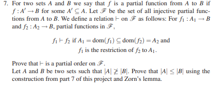 Solved 7. For two sets A and B we say that f is a partial | Chegg.com