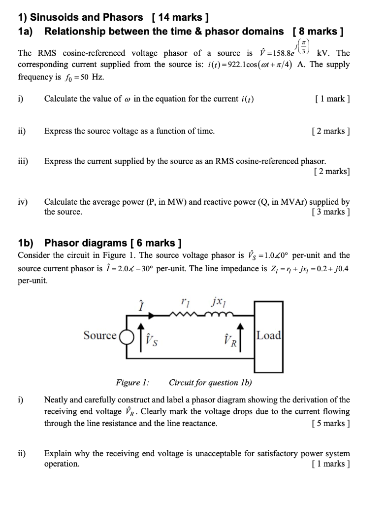 Solved 1 Sinusoids And Phasors 14 Marks 1a Relation Chegg Com