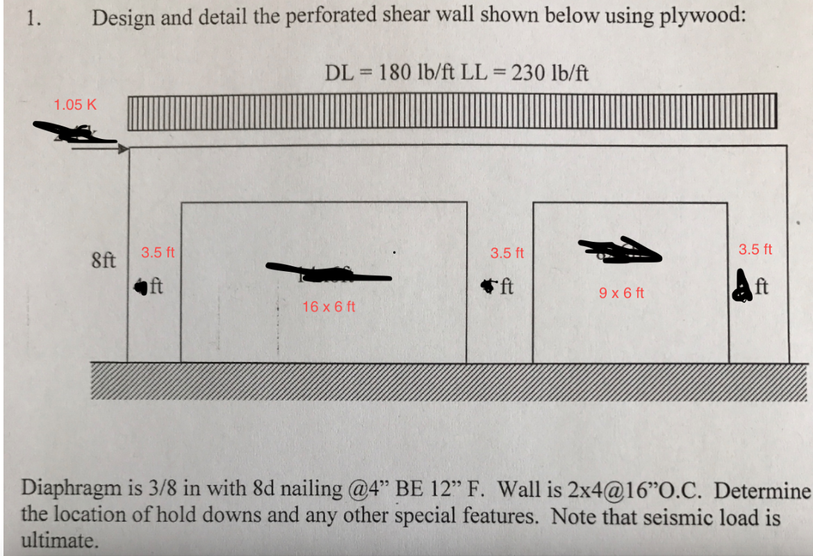 1 Design And Detail The Perforated Shear Wall Shown 