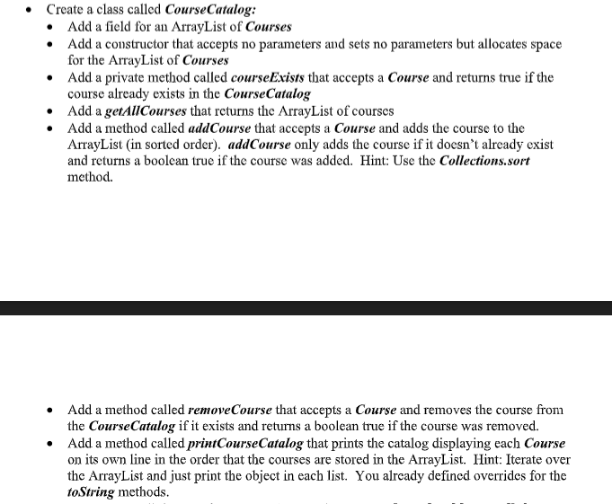 Solved This is in Java The code for the Course class is | Chegg.com