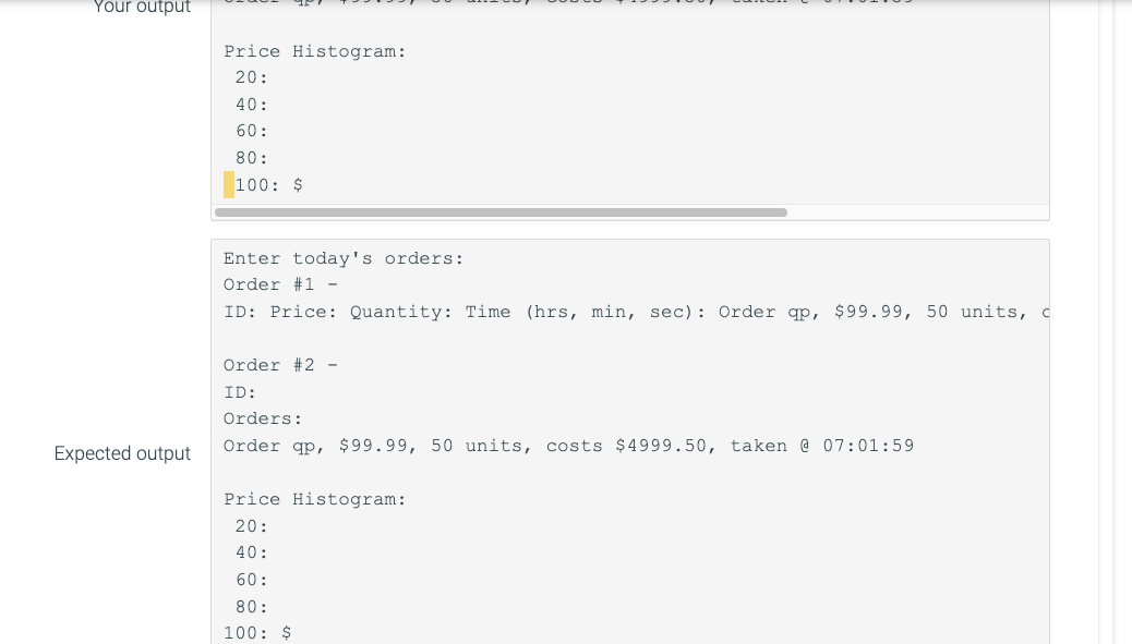 Solved HI! Could you help me fix my code to get the expected | Chegg.com
