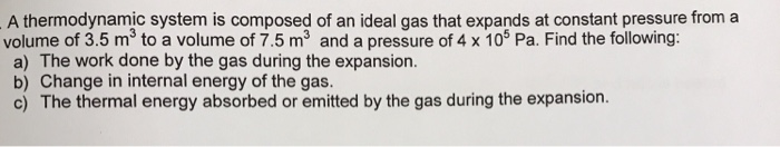 Solved A thermodynamic system is composed of an ideal gas | Chegg.com