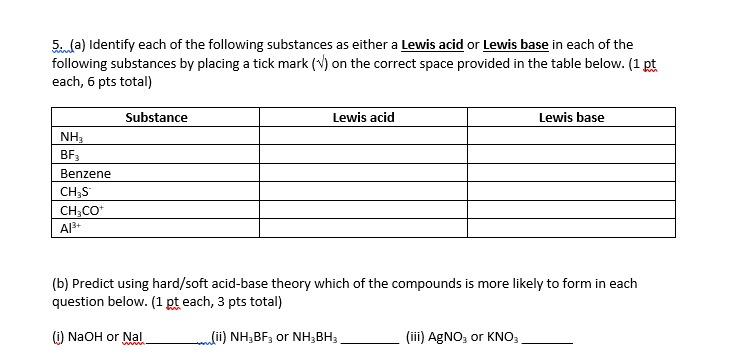 Solved 5. (a) Identify each of the following substances as | Chegg.com