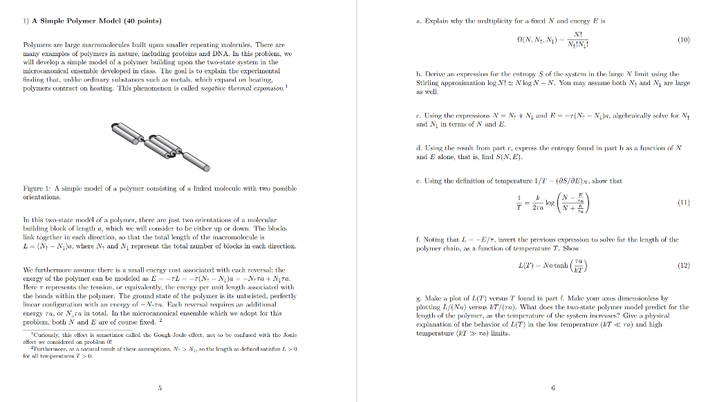 Solved 1) A Simple Polymer Model (40 points) a. Explain why | Chegg.com