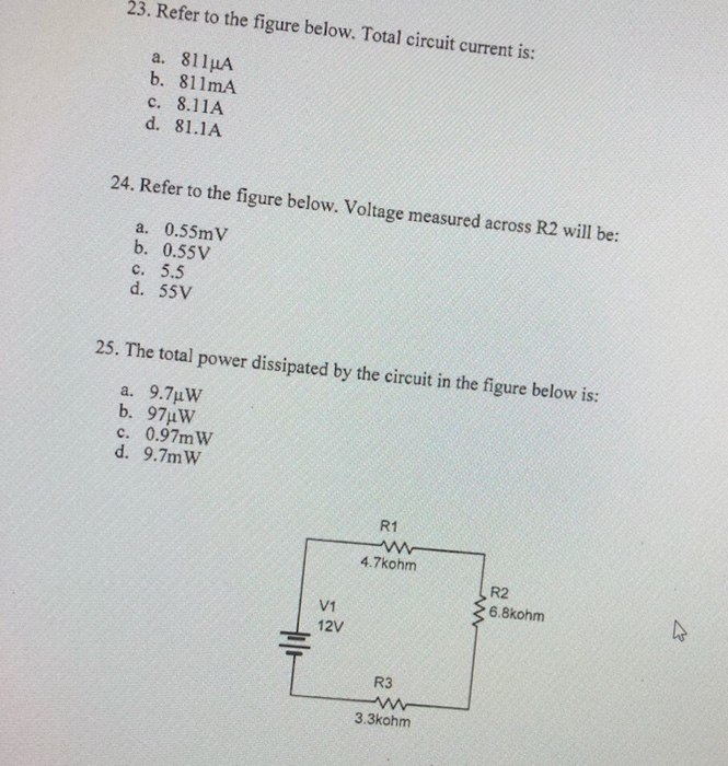 Solved 23. Refer to the figure below. Total circuit current | Chegg.com
