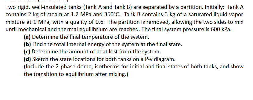 Solved Two rigid, well-insulated tanks (Tank A and Tank B) | Chegg.com