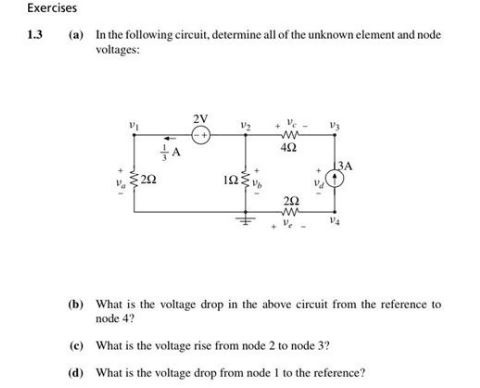 Solved Exercises 1.3 In the following circuit, determine all | Chegg.com