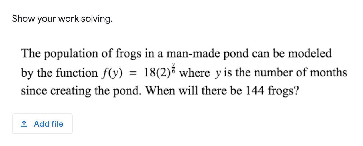 Solved Show your work solving. The population of frogs in a | Chegg.com
