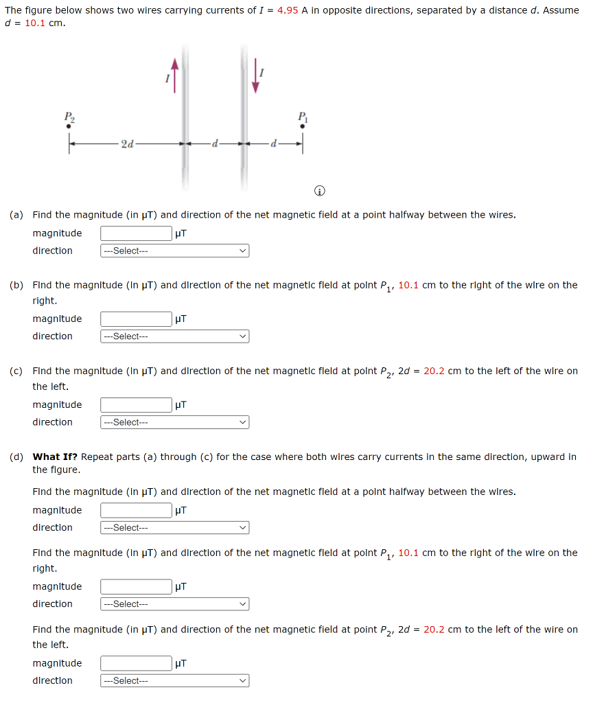 Solved The figure below shows two wires carrying currents of | Chegg.com