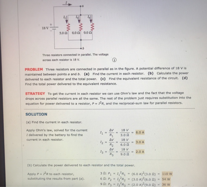 Solved 3.0 Ω 6.0 Ω 9.0 Ω Three resistors connected in