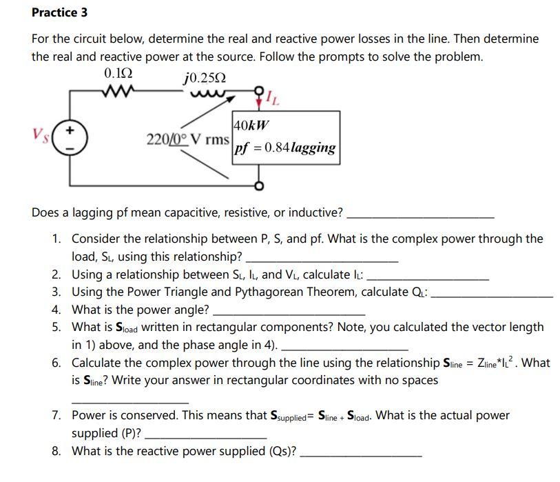 Solved Practice 3 For the circuit below, determine the real | Chegg.com