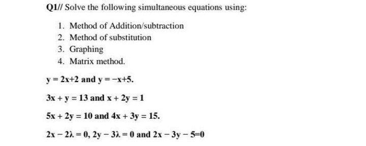 Solved Q1/1 Solve the following simultaneous equations | Chegg.com