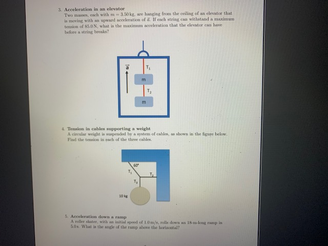 Solved 3. Acceleration in an elevator Two mas, each with | Chegg.com