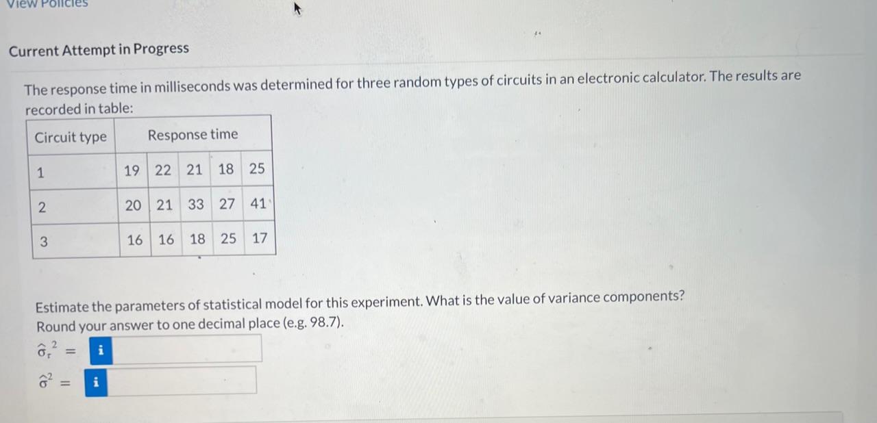 Solved Current Attempt in Progress The response time in | Chegg.com