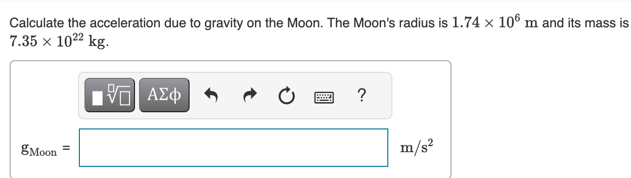 Solved Calculate the acceleration due to gravity on the | Chegg.com