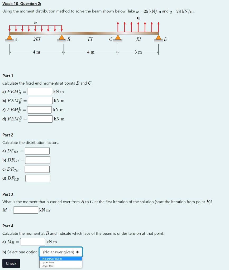 Solved Week 10, Question 2: Using The Moment Distribution | Chegg.com