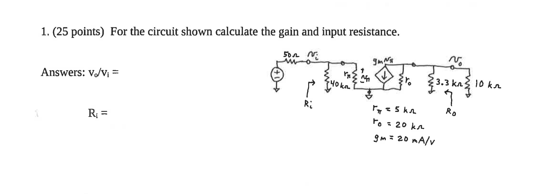 Solved 1 25 Points For The Circuit Shown Calculate The