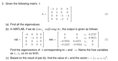Solved 3. Given the following matrix A | Chegg.com