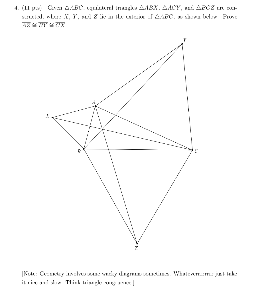 Solved 4. (11 pts) Given ABC, equilateral triangles | Chegg.com