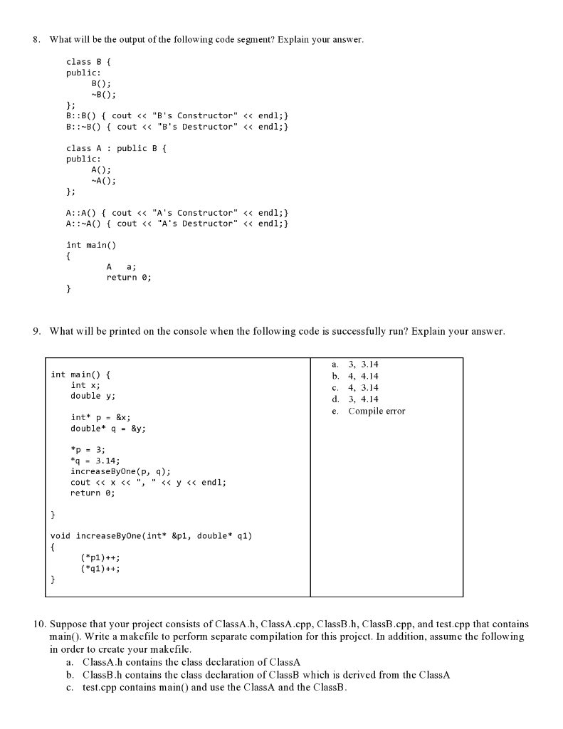 Solved: MULTIPLE CHOICE C++: Please select correct answer