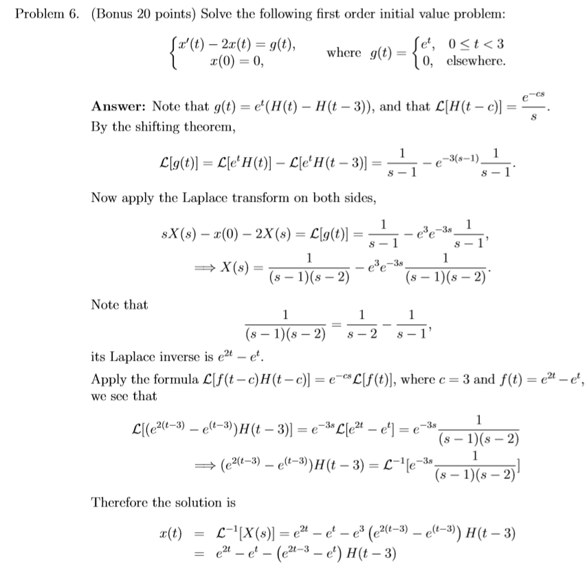 Solved Problem 6. (Bonus 20 points) Solve the following | Chegg.com