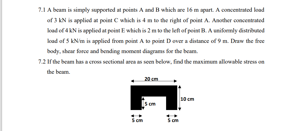 Solved 7.1 A beam is simply supported at points A and B | Chegg.com