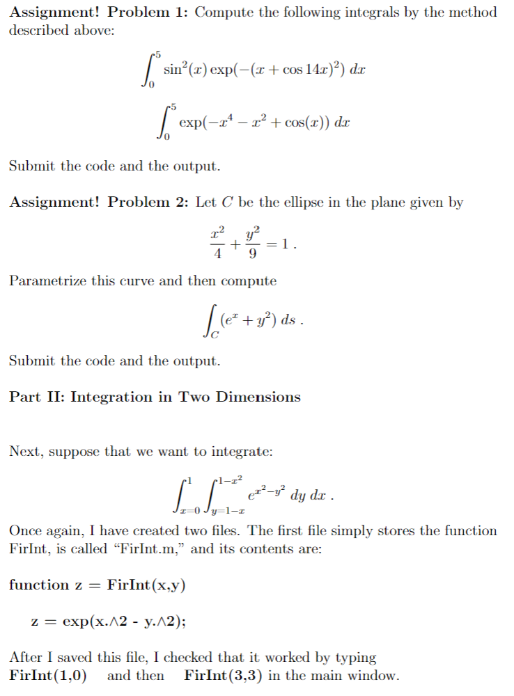 Solved Part I: Integration in One Dimension As always, you | Chegg.com