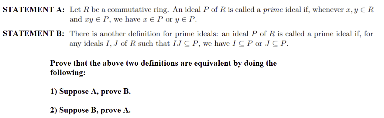 Solved ITEMENT A: Let R Be A Commutative Ring. An Ideal P Of | Chegg.com