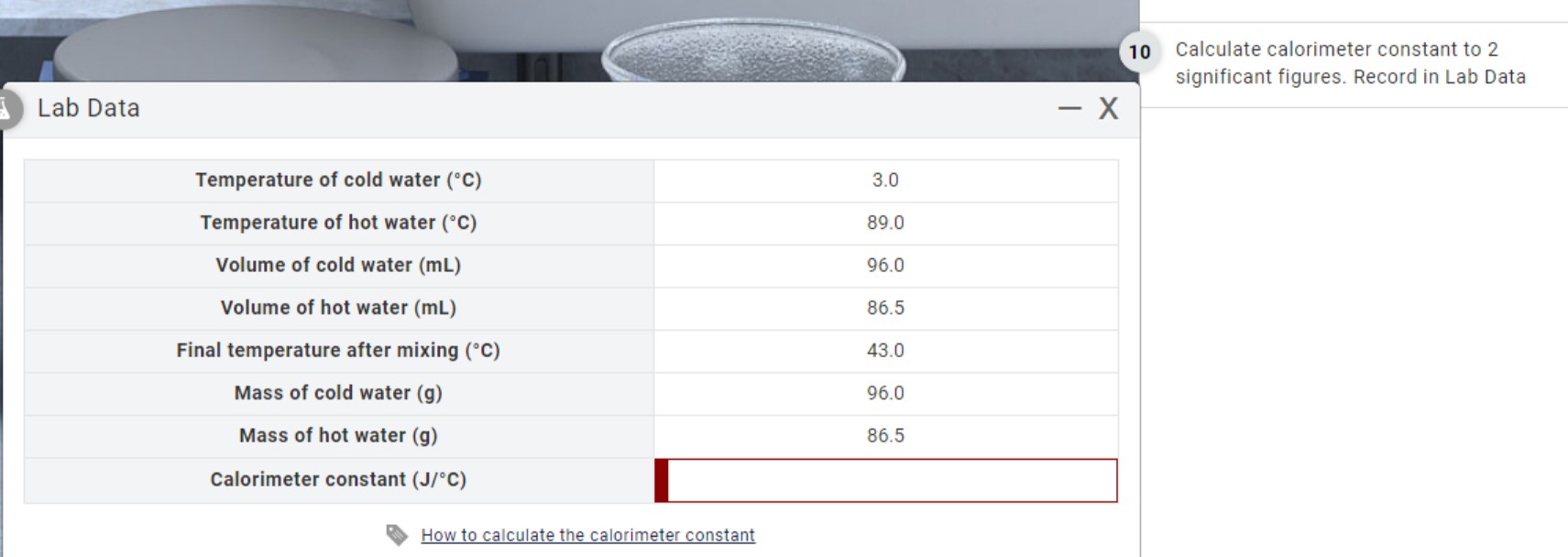 Solved Calculate calorimeter constant to 2 ﻿significant