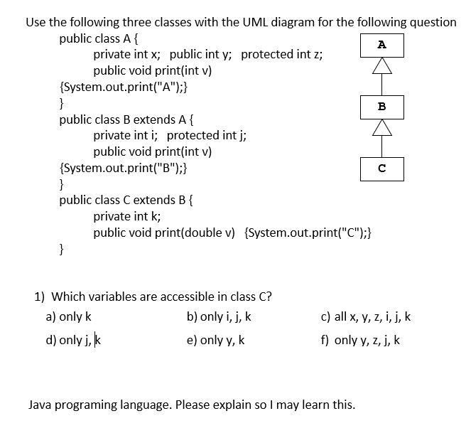 Solved Use The Following Three Classes With The Uml Diagr Chegg Com