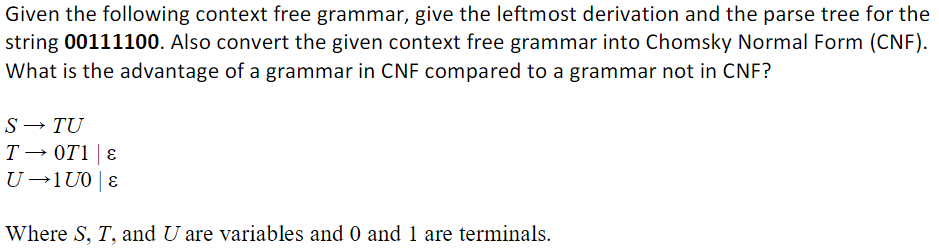 Solved Given the following context free grammar, give the | Chegg.com