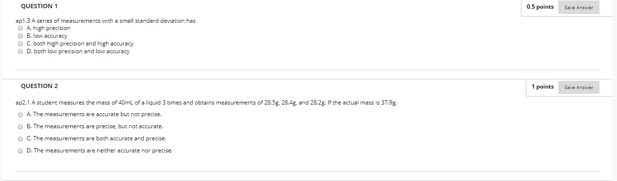 Solved QUESTION 1 0.5 points Save Answer ap1.3 A series of | Chegg.com