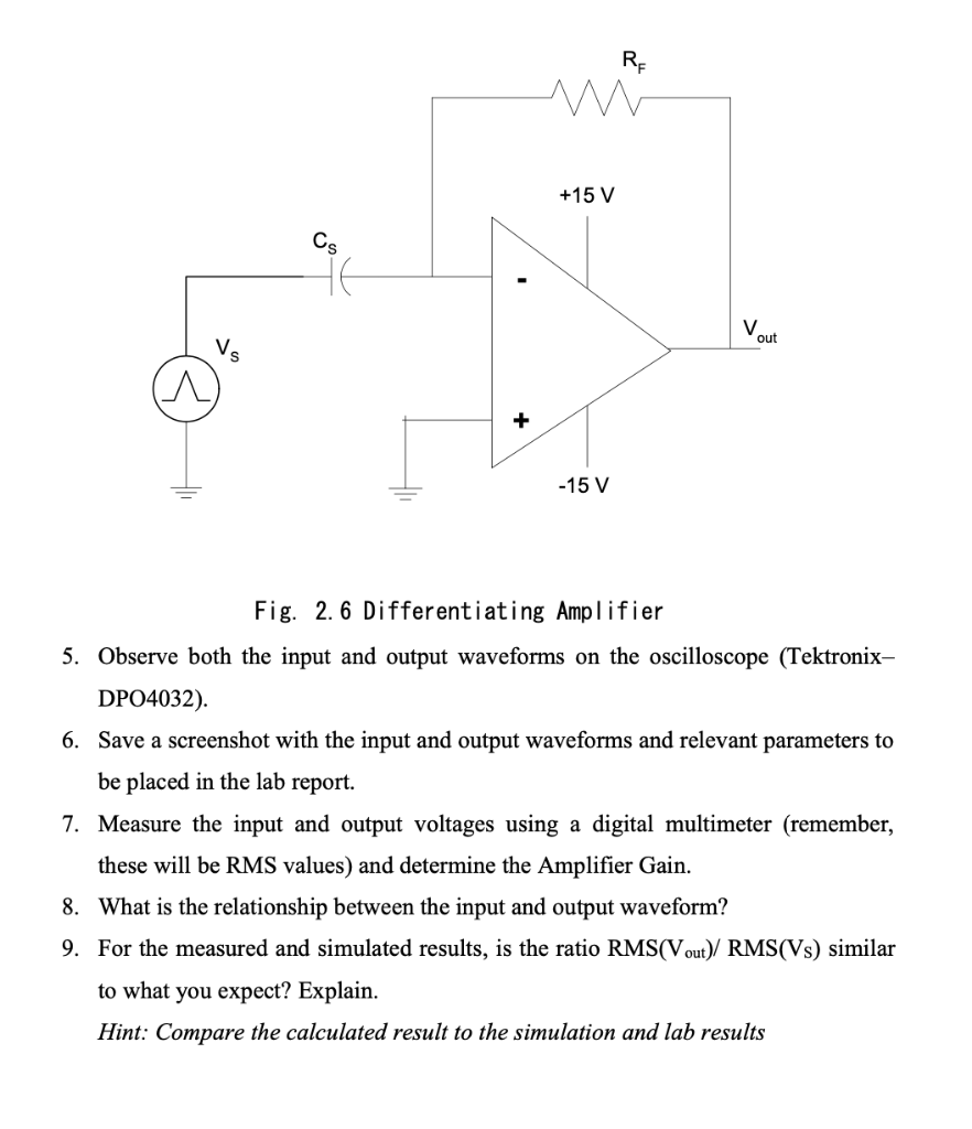 2.4 Differentiating Amplifier 1. Calculate the Gain