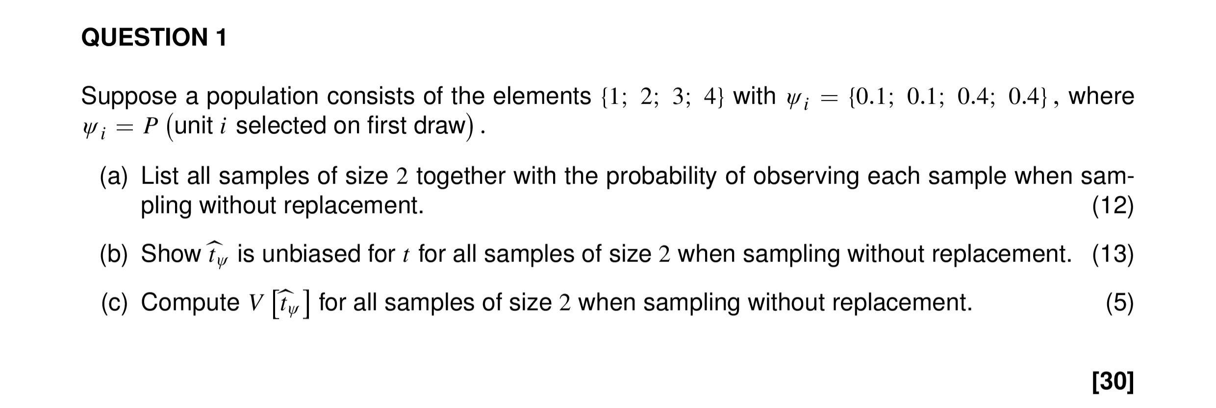 Solved Suppose A Population Consists Of The Elements | Chegg.com